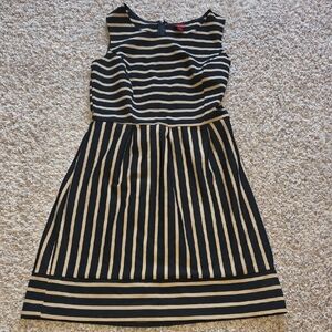Merona Black and Cream Striped Sleeveless Fit-and-Flare Dress